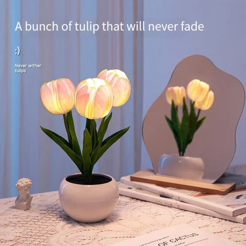 LED Tulip Night Light - Plug-in or Battery Operated