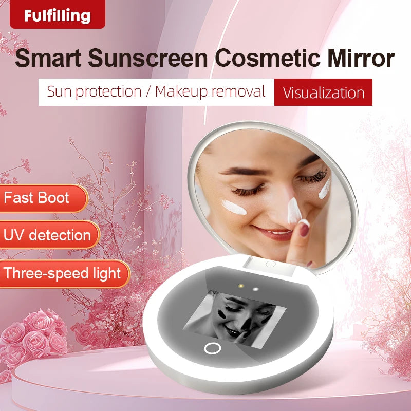 Smart UV Makeup Mirror - LED Light & Sunscreen Camera