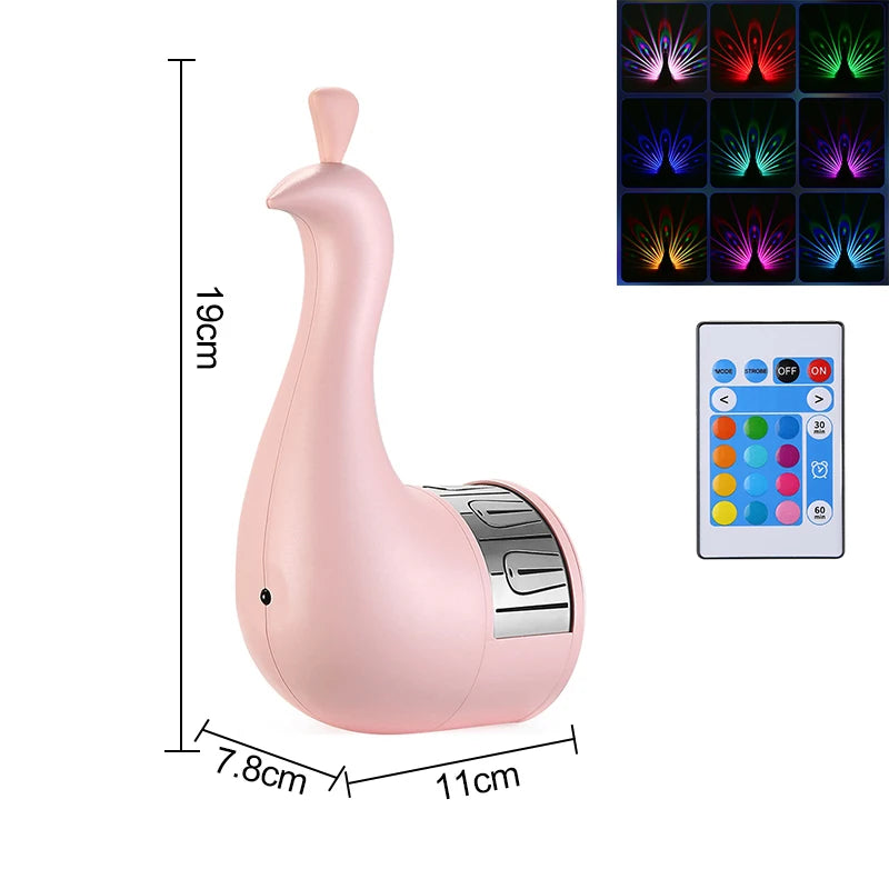 Peacock Lamp – Mood Lighting with Remote Control