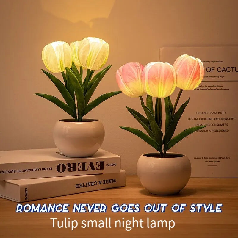 LED Tulip Night Light - Plug-in or Battery Operated