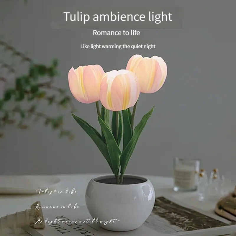 LED Tulip Night Light - Plug-in or Battery Operated