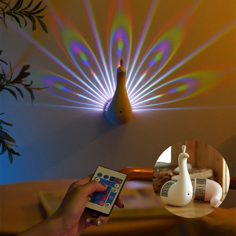 Peacock Lamp – Mood Lighting with Remote Control