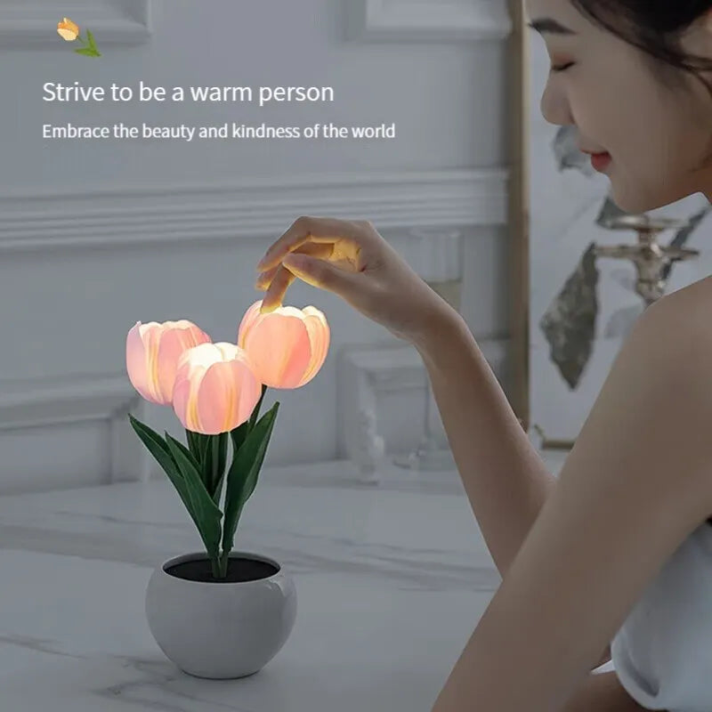 LED Tulpen-Nachtlicht – Steckbar oder mit Batterie