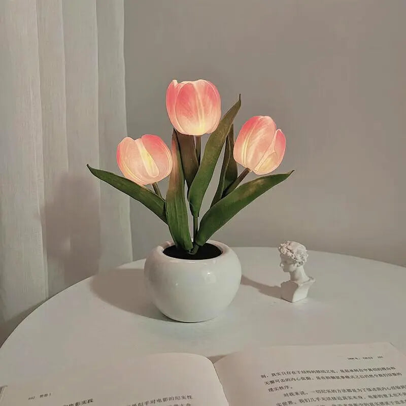 LED Tulip Night Light - Plug-in or Battery Operated